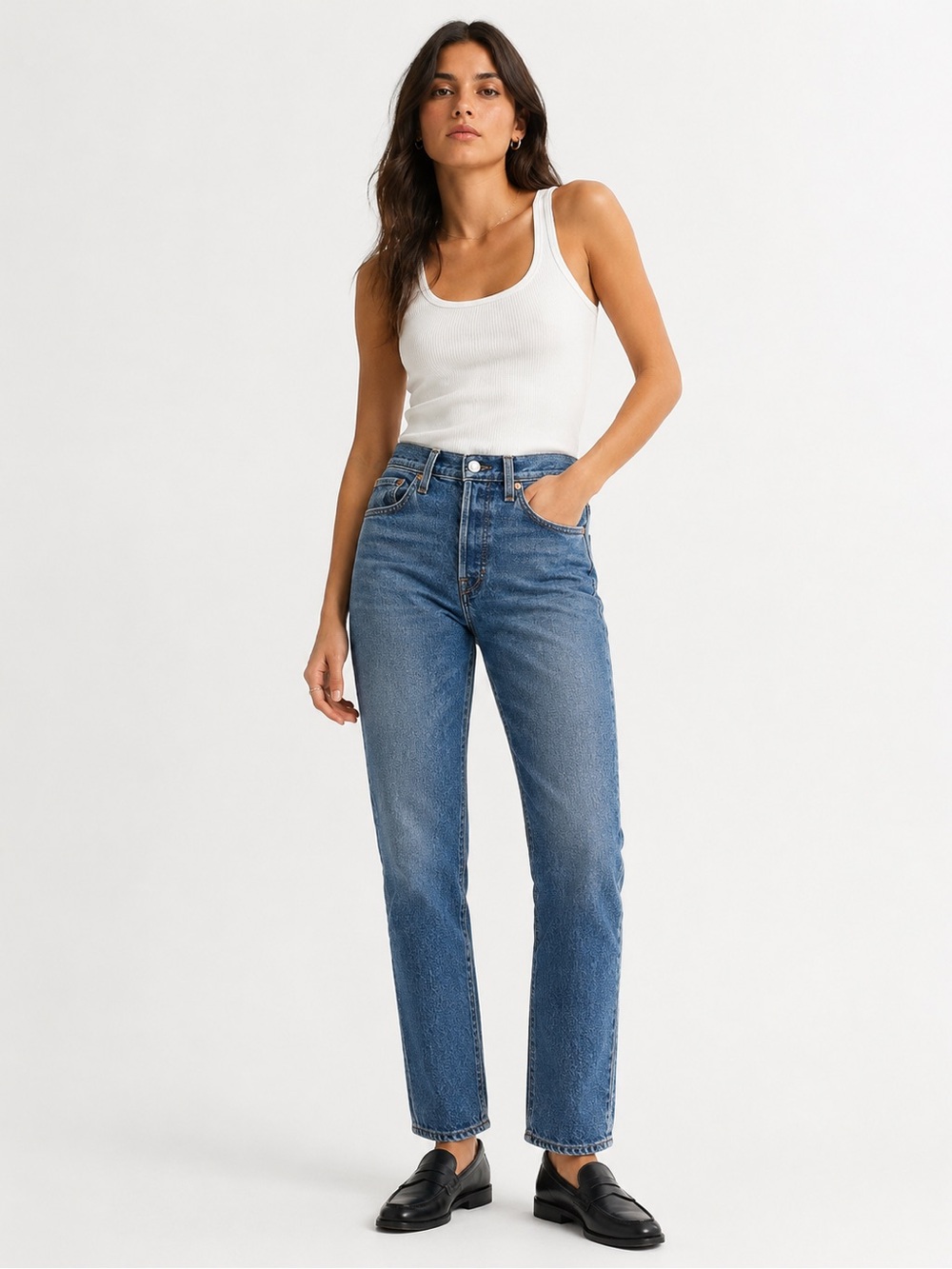 Levi’s Premium Wedgie Straight High Rise Button Fly Jeans Women’s 25 Medium Wash